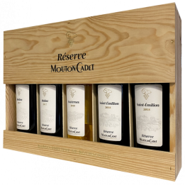 Caisse Bois  5 bouteilles Réserve Mouton Cadet - Baron Philippe de Rothschild