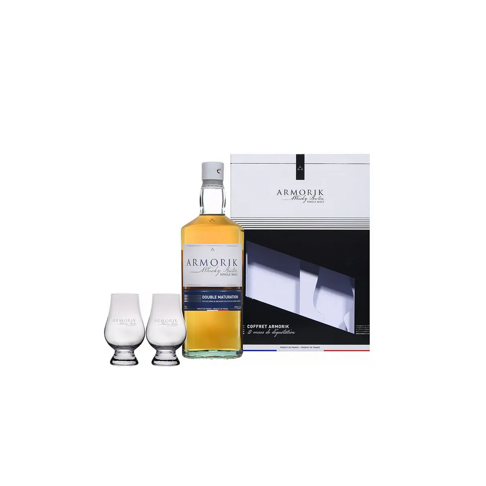 ARMORIK Double Maturation Bio Coffret 2 Verres - Single Malt Whisky - France