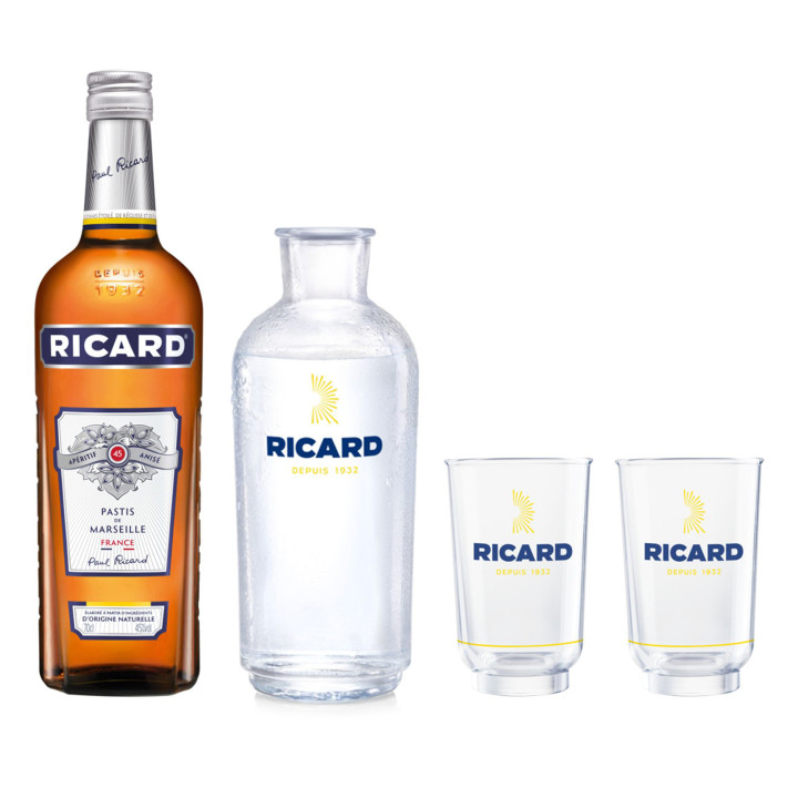 Coffret  RICARD - EDITION SPECIALE LEHANNEUR -1 bouteille 70 cl + 2 verres+ 1 carafe - Le Verre Canaille.com