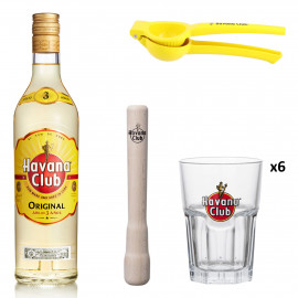 Kit Mojito Rhum Club Havana club 3 ans + 6 verres - Le plus célèbre des cocktails