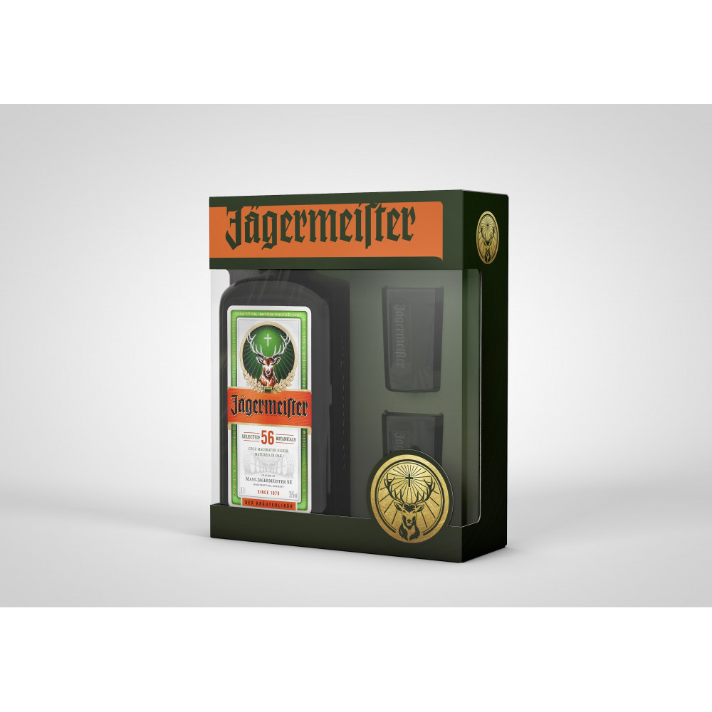 Coffret JAGERMEITER 1 bouteille 70cl + 2 verres shooters