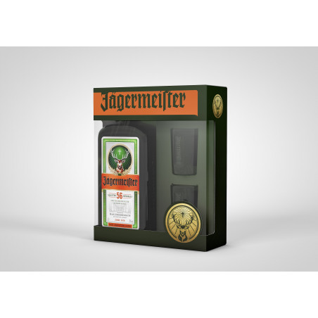 Coffret JAGERMEITER 1 bouteille 70cl + 2 verres shooters
