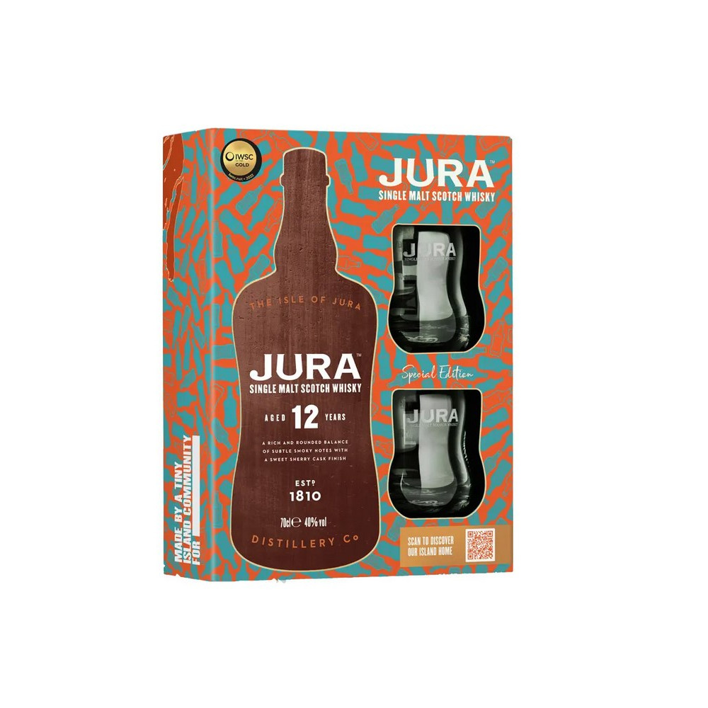 JURA 12 ans Coffret 2 Verres 12 ans Of 40% Single Malt Whisky -