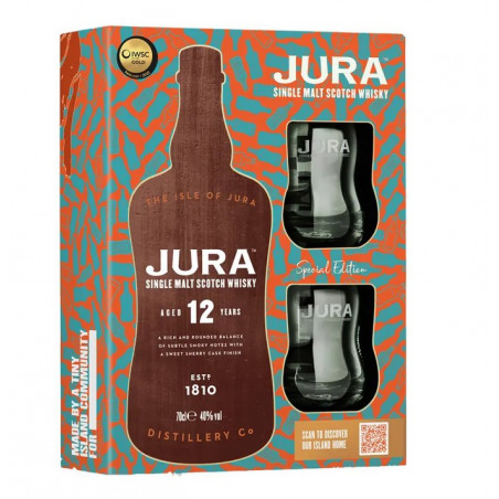 JURA 12 ans Coffret 2 Verres 12 ans Of 40% Single Malt Whisky -