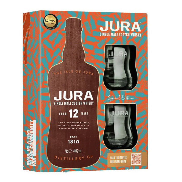 JURA 12 ans Coffret 2 Verres 12 ans Of 40% Single Malt Whisky -