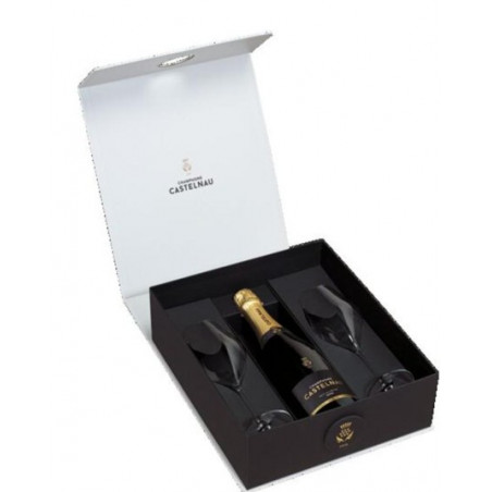 Coffret  1 bouteille + 2 verres - champagne Castlanau