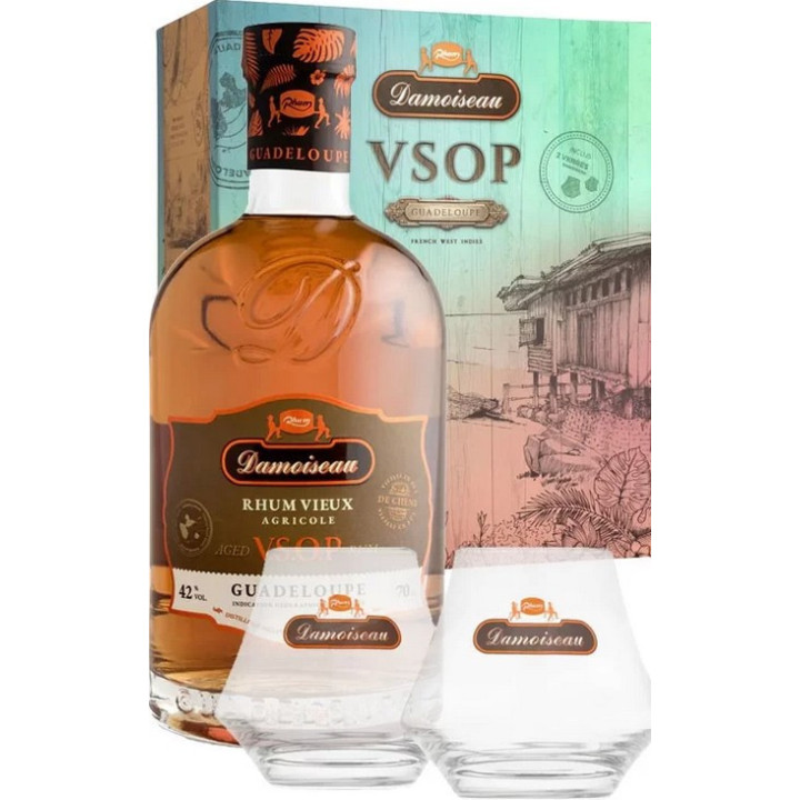 Coffret Damoiseau VSOP 2 verres -42° 70cl